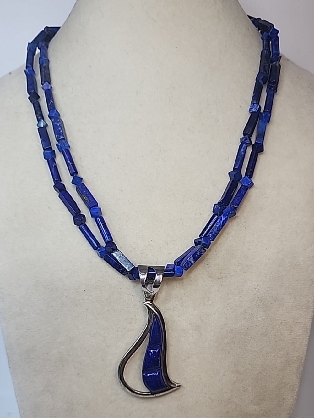 Vintage Jay King DTR Sterling Silver  Blue Lapis Lazuli Stone Necklace 21'